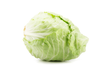 Fototapeta premium Green cabbage isolated on white background.
