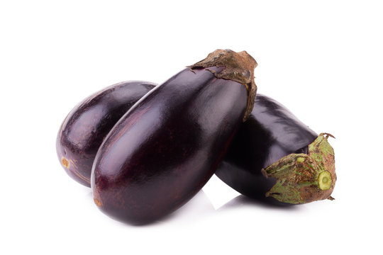 Eggplant or aubergine vegetable isolated on white background.