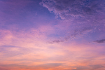 Colorful dramatic sky with cloud at sunset.Sky with sun background.