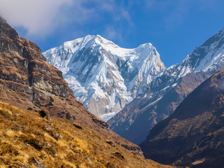 Mountain peak at the end of the gorge