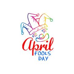  April Fools Day lettering text for greeting card. 1 April Fools Day