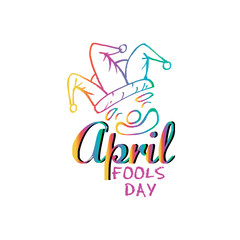  April Fools Day lettering text for greeting card. 1 April Fools Day