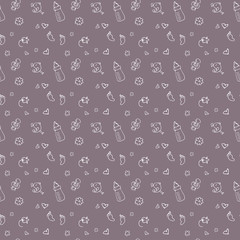 newborn baby necessities seamless pattern in colorful hand drawn style