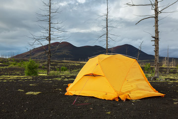 Tourist tent in Dead wood - consequence of catastrophic release of ash during the eruption of...