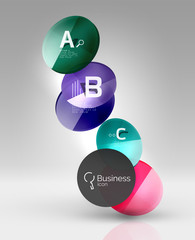 Shiny circles with text in 3d space