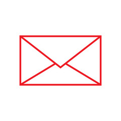 mail icon outline red color isolated vector