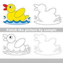 Fototapeta premium Kid drawing worksheet to complete picture by sample.