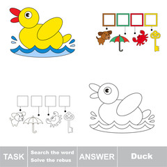 Search the hidden word, the simple educational kid game.