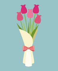 cute bouquet flowers roses-mother day vector illustration eps 10