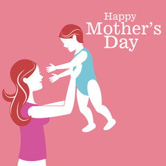 happy mothers day mom carrying baby vector illustration eps 10