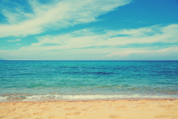 Ocean / sea sandy beach landscape with tropical colors.