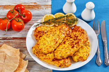 Baked Chicken breas on white plate