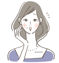 悩む女性　中年