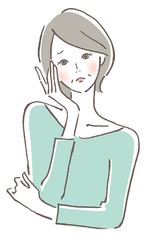 悩む女性　中年