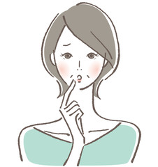 悩む女性　中年