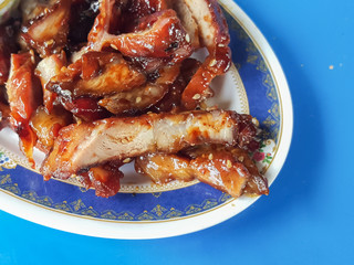 Thai food delicious:Grilled pork with spicy sauce