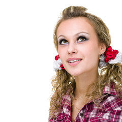 beautiful coquette young woman, isolated on white