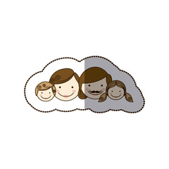 sticker colorful cartoon family faces vector illustration