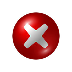 Obraz premium Cross sign element. Red X icon isolated on white background. Mark graphic design. Round volume button for vote, decision, web. Symbol error, check, wrong or stop, failed. Vector illustration