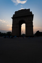 Fototapeta na wymiar Silhouette India Gate Monument Sunset in Delhi