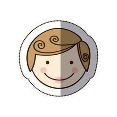 sticker front view colorful silhouette cartoon man face vector illustration