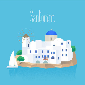 Santorini island vector illustration