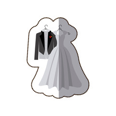 sticker colorful silhouette costume wedding desing vector illustration