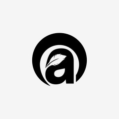 quill with aa letter logo design