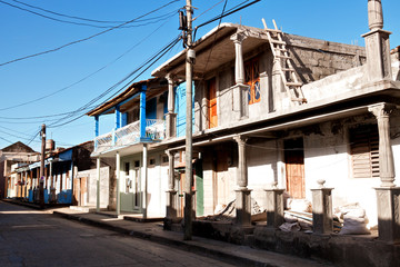 Fototapeta na wymiar Old colorful houses in Baracoa, Cuba