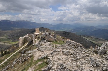 Rocca Calascio, a mountaintop fortress in Abruzzo, Italy