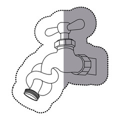 monochrome silhouette sticker of faucet with knot vector illustration