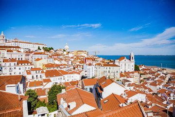 Rooftops of old town of Lisbon, Portugal. City centre.