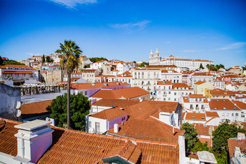 Rooftops of old town of Lisbon, Portugal. City centre.