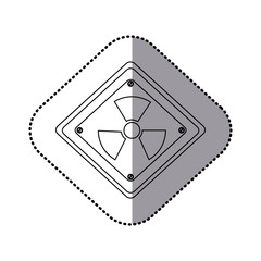 monochrome silhouette sticker with square plate with radioactive symbol vector illustration