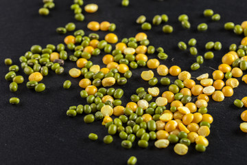 mix of beans on wooden table
