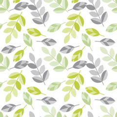 spring floral seamless pattern with leaves. abstract  modern geometry vector illustration. surface design for wrapping paper, fabric, box, cloth, background