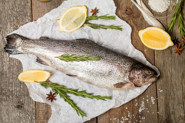 fresh trout with spices and seasonings 