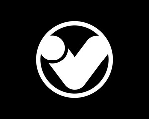 V abstract circle logo 