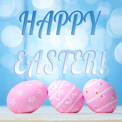 Easter eggs on wooden background