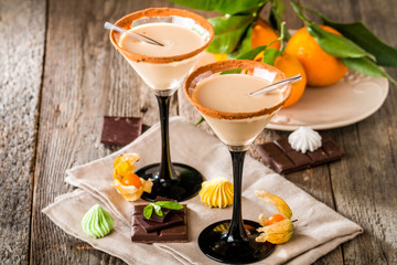 Irish cream liqueur in a glass