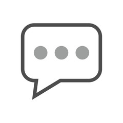 Icono plano silueta comentario cuadrado gris en fondo blanco