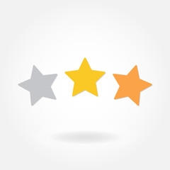 Stars icon. Three Stars flat icon. Gold, silver and bronze stars. Award symbol. Vector illustration.