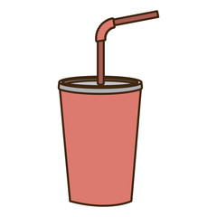 color figure of soda with straw vector illustration