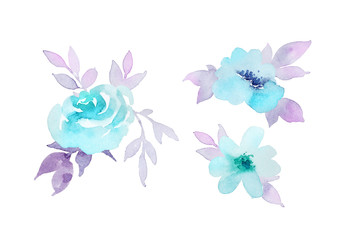 Beautiful composition of flowers pastel shades. Watercolor illustration