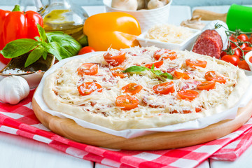 Raw homemade Pizza
