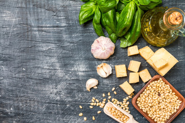 Ingredients for making pesto sauce 