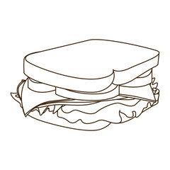 monochrome contour with big sandwich vector illustration