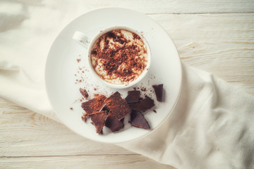 Cocoa and chocolate top view