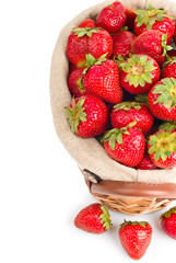 Basket of strawberries isolated
