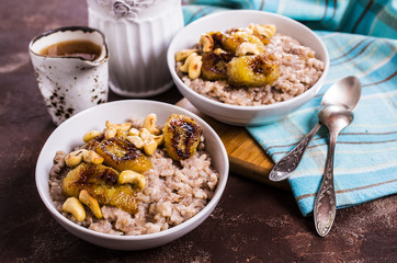 Rice porridge with banana